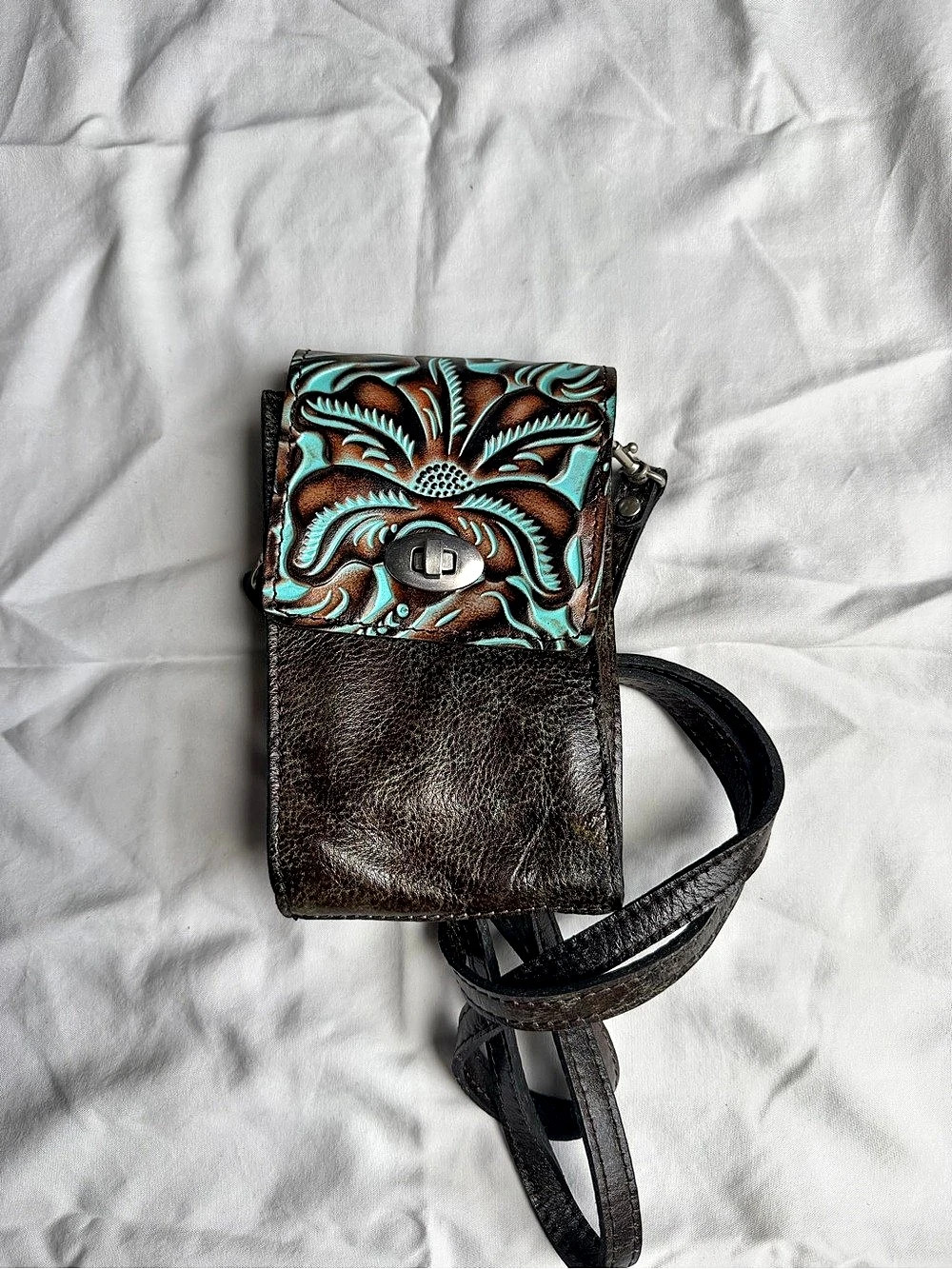 Patricia Nash Floral Leather Cell Phone Bag Crossbody